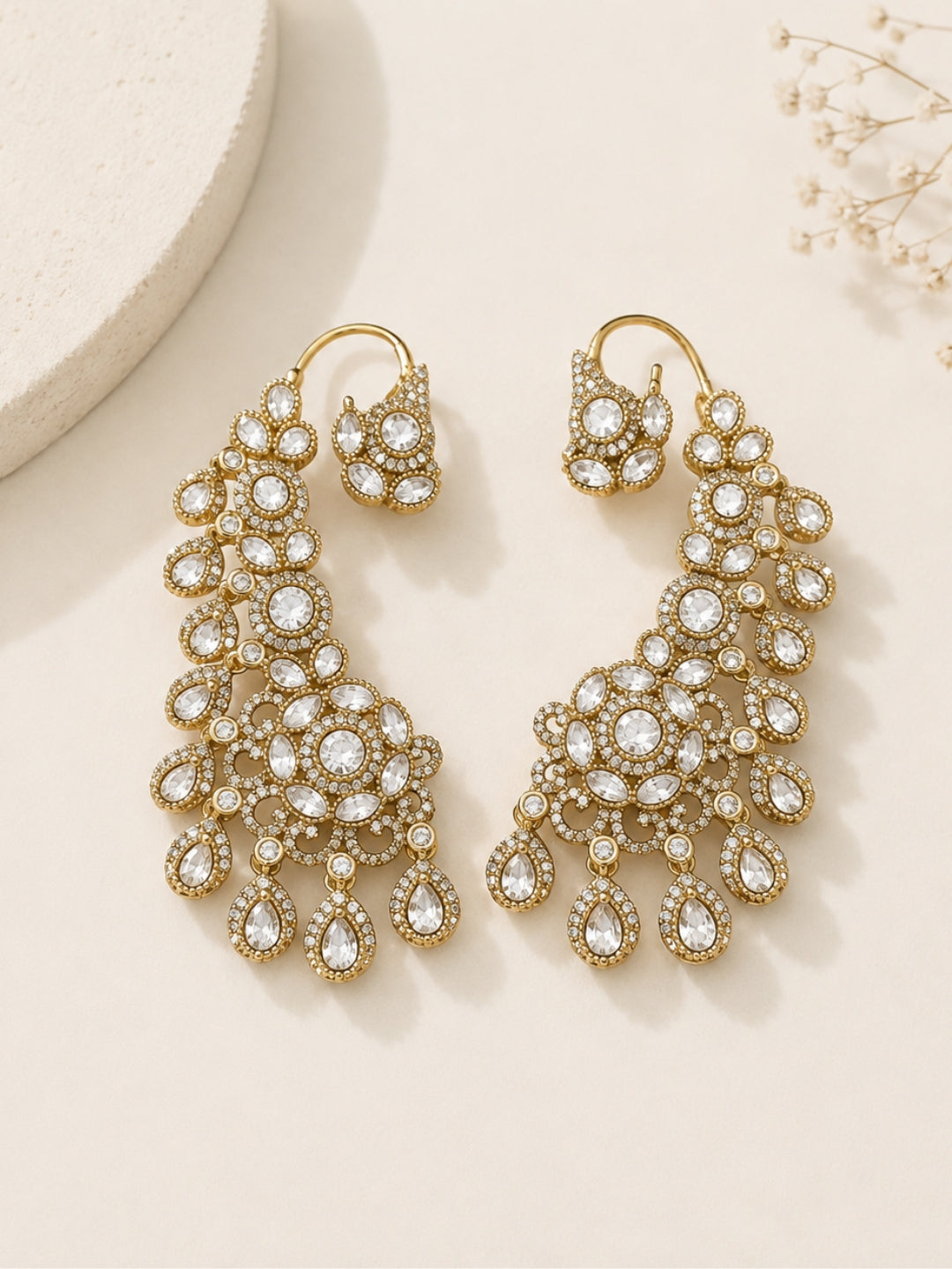 Ishhaara Hand Crafted Moissanite Polki Studded Earcuff
