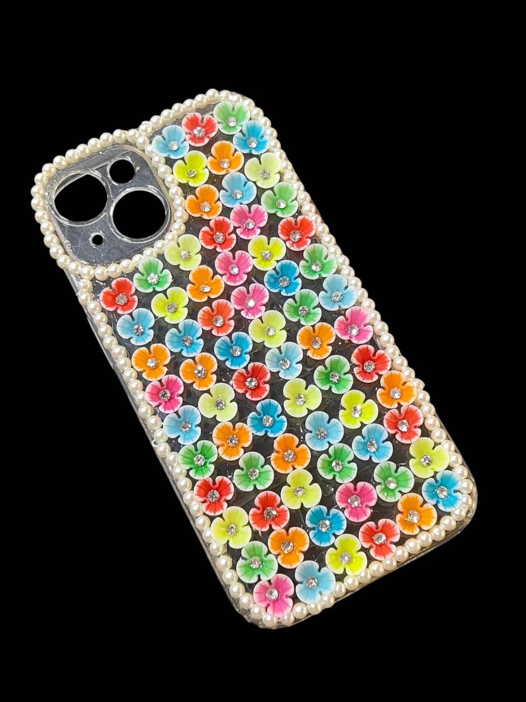 Ishhaara Hand Crafted Pearl Studded Multicolor Phone Back Case