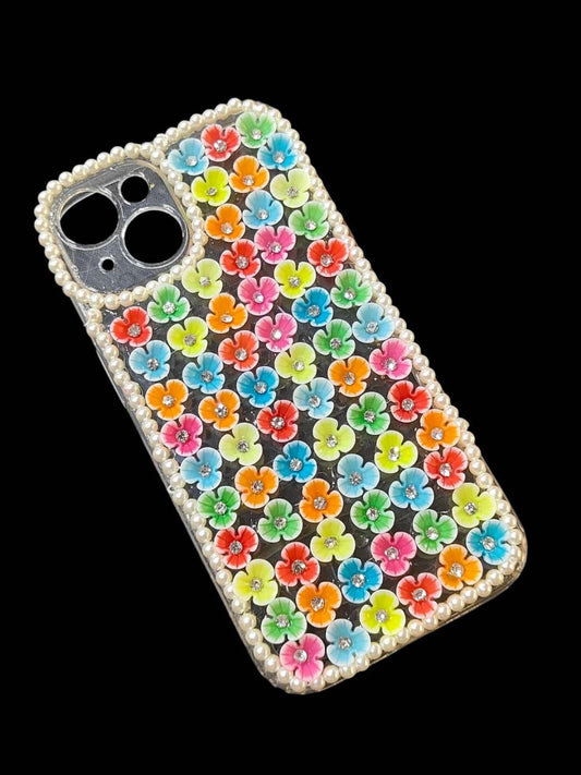 Ishhaara Hand Crafted Pearl Studded Multicolor Phone Back Case