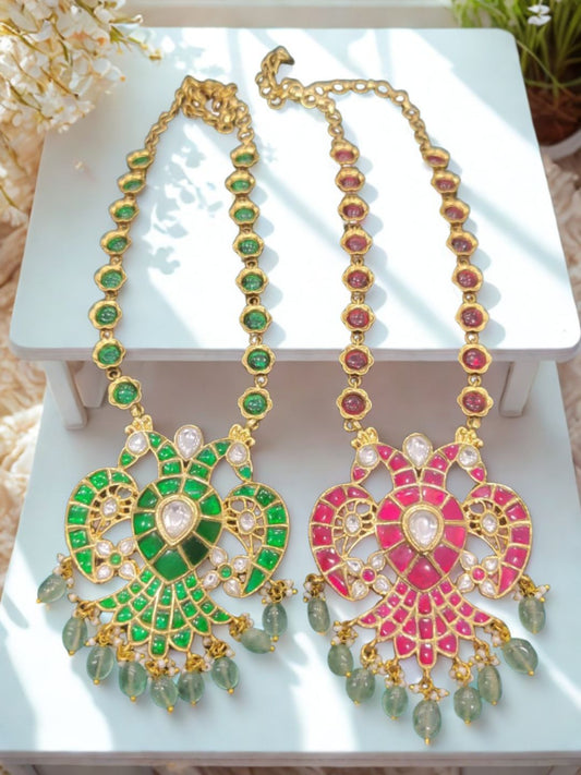 Ishhaara Hand Crafted Reversible Jadau Garuda Neckalce