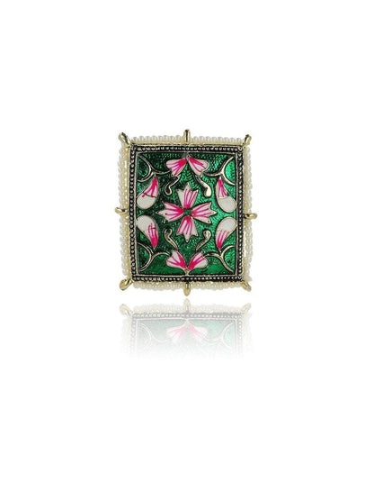 Ishhaara Hand Paint Square Cocktail Ring
