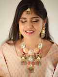 Ishhaara Hand Painted Kundan Meena Necklace Set