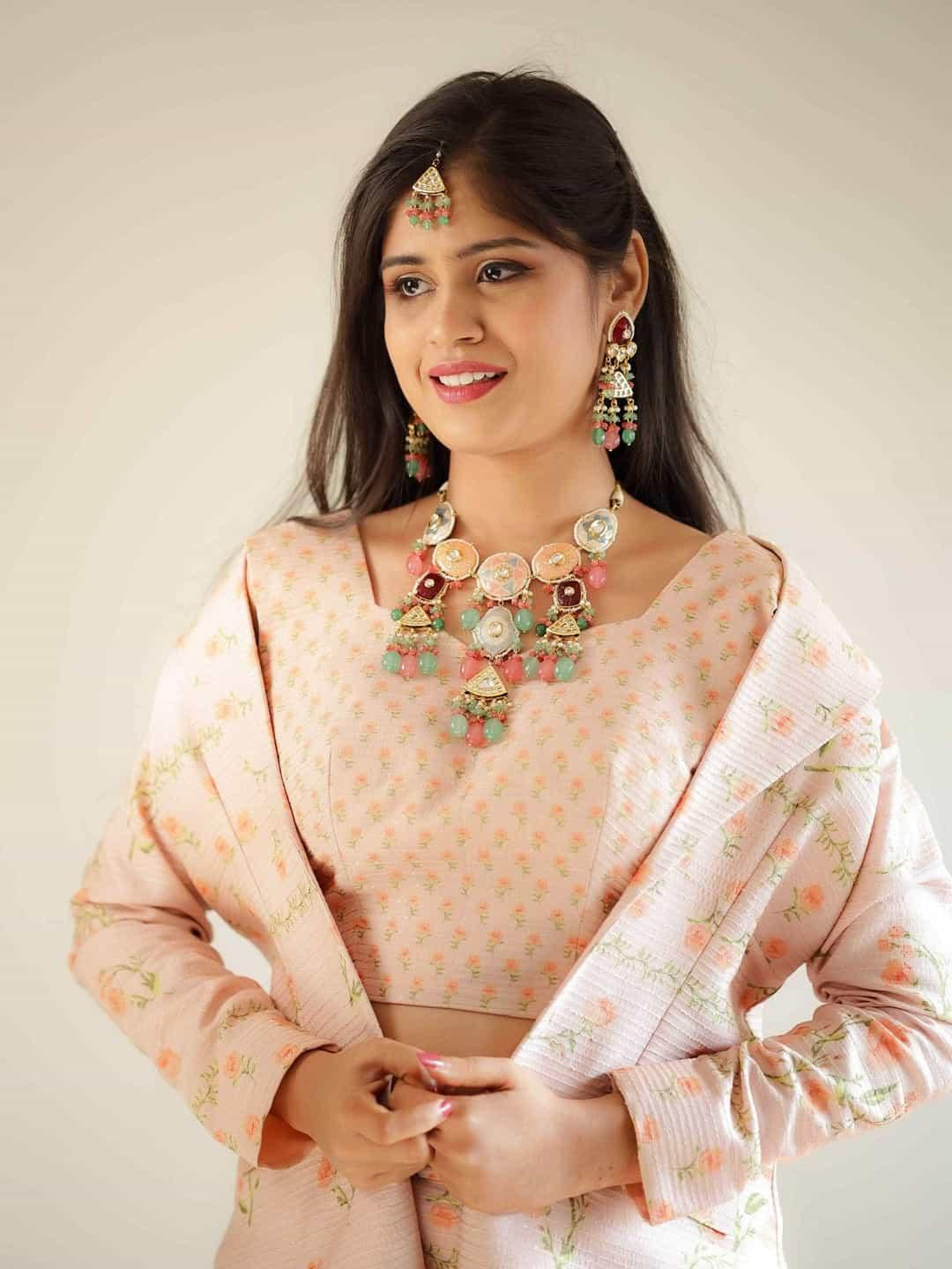 Ishhaara Hand Painted Kundan Meena Necklace Set