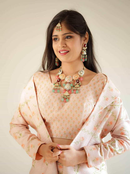 Ishhaara Hand Painted Kundan Meena Necklace Set