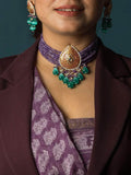 Ishhaara Hand Painted Meenakari Tear Drop Pendant Choker Necklace