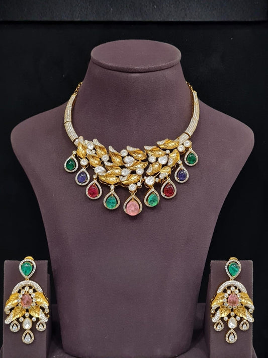 Ishhaara Handcrafted Designer Multistone Statement Necklace