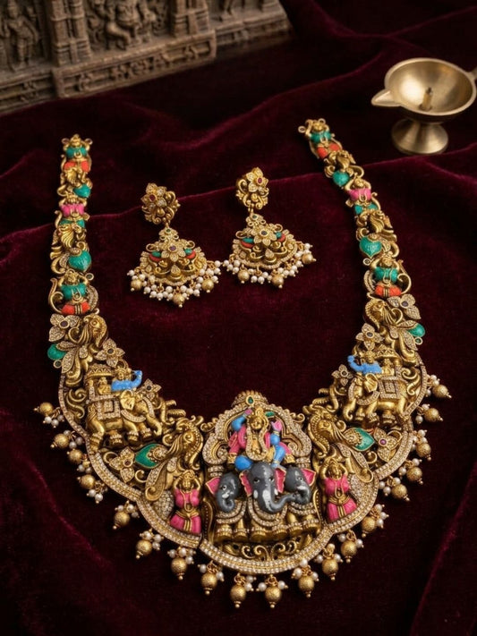 Ishhaara Handcrafted Elephant God Long Necklace