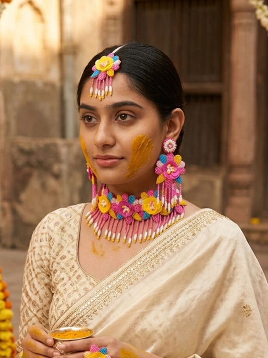 Ishhaara Handcrafted Floral Haldi Jwellery