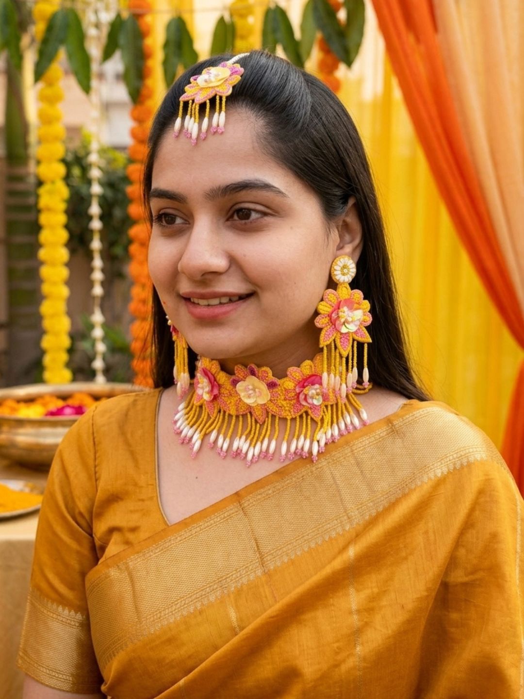 Ishhaara Handcrafted Floral Haldi Jwellery