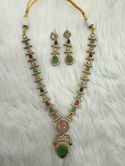 Ishhaara Handcrafted Gold And Multi Gemstone Neckalce