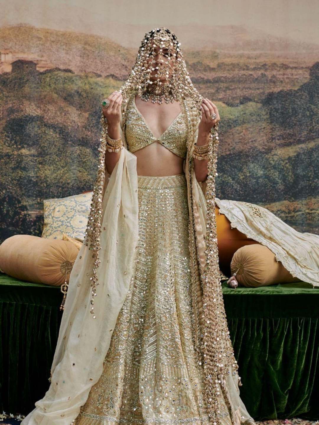 Ishhaara Handcrafted Heavy Bridal Veil Dupatta