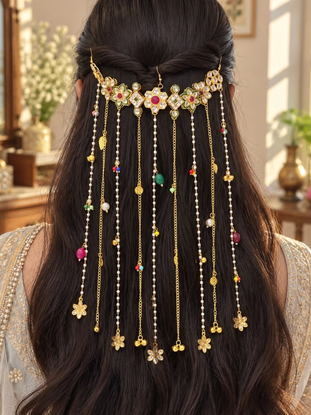 Ishhaara Handcrafted Kundan Bridal Hair Accessory