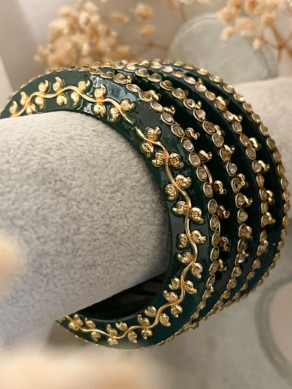 Ishhaara Handcrafted Kundan Studded Rajwadi Bangles