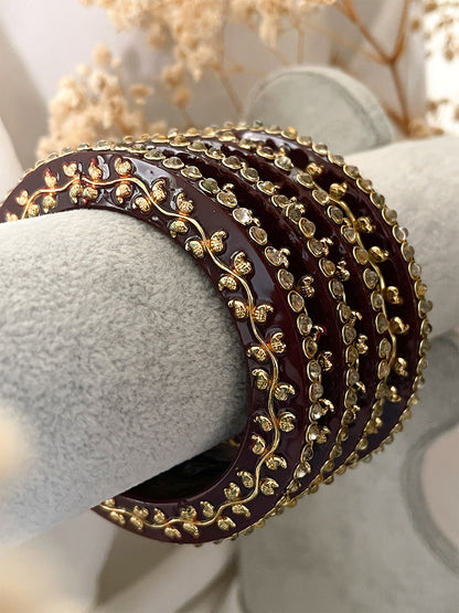 Ishhaara Handcrafted Kundan Studded Rajwadi Bangles