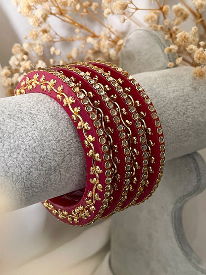 Ishhaara Handcrafted Kundan Studded Rajwadi Bangles