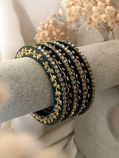 Ishhaara Handcrafted Kundan Studded Rajwadi Bangles