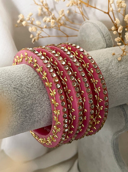 Ishhaara Handcrafted Kundan Studded Rajwadi Bangles