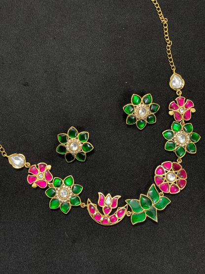 Ishhaara Handcrafted Meenakari Lotus Necklace