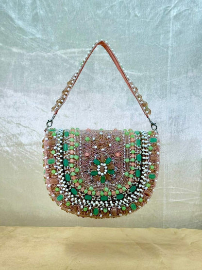 Ishhaara Handcrafted Pearl Studded Flap Bag
