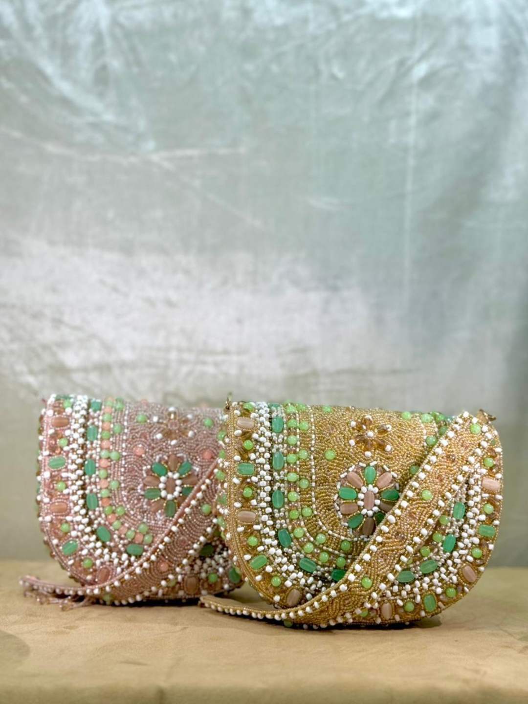 Ishhaara Handcrafted Pearl Studded Flap Bag