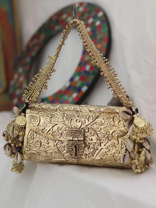 Ishhaara Handcrafted Rectangle Shaped Banjara Metal Clutch