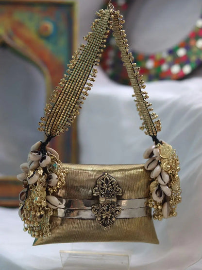 Ishhaara Handcrafted Square Shaped Banjara Metal Clutch