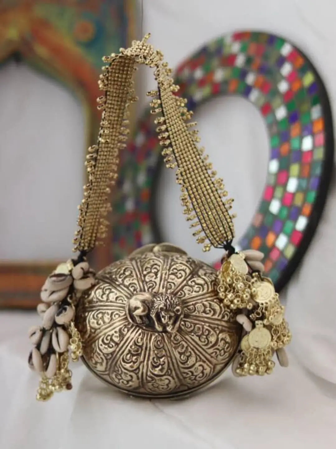 Ishhaara Handcrafted Statement Banjara Metal Clutch