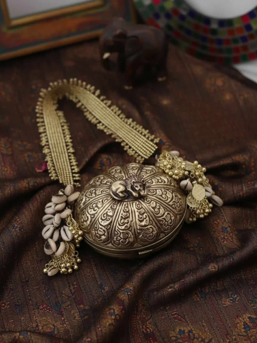 Ishhaara Handcrafted Statement Banjara Metal Clutch