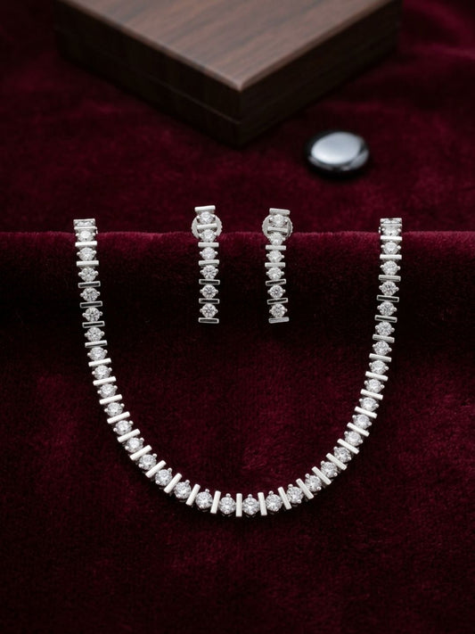 Ishhaara Handcrafted Stone Studded Single Line Necklace