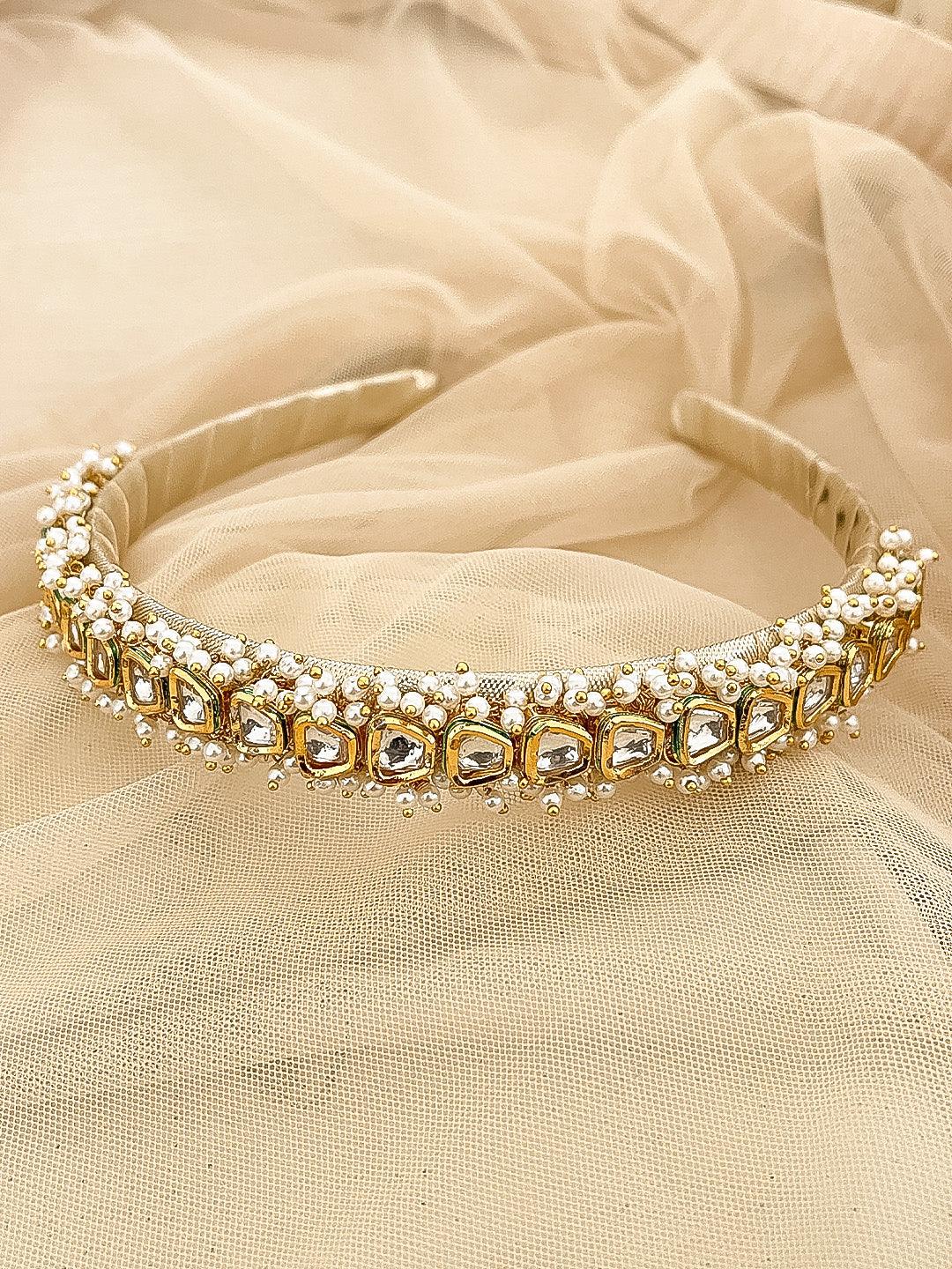 Ishhaara Handmade Diadem With Crystal Stones And Pearls