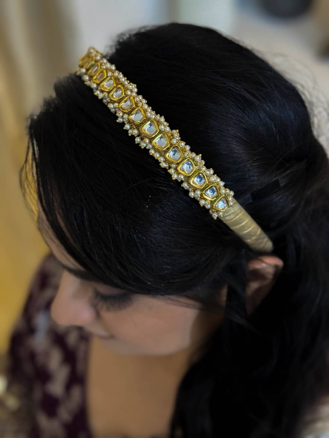 Ishhaara Handmade Diadem With Crystal Stones And Pearls