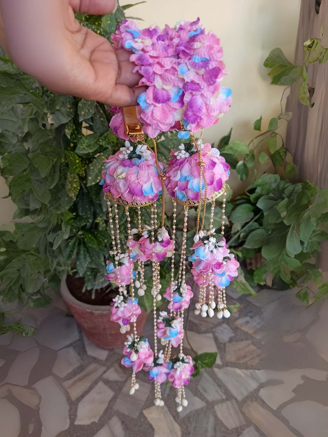 Ishhaara Handmade Flower Kalire With Long Hanging Pearl Chain