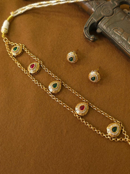 Ishhaara Handmade Gold Plated Chain Choker Set