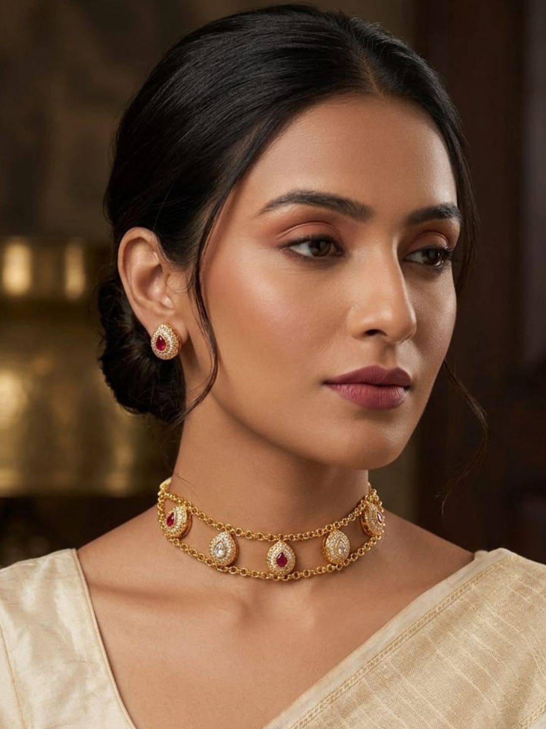 Ishhaara Handmade Gold Plated Chain Choker Set