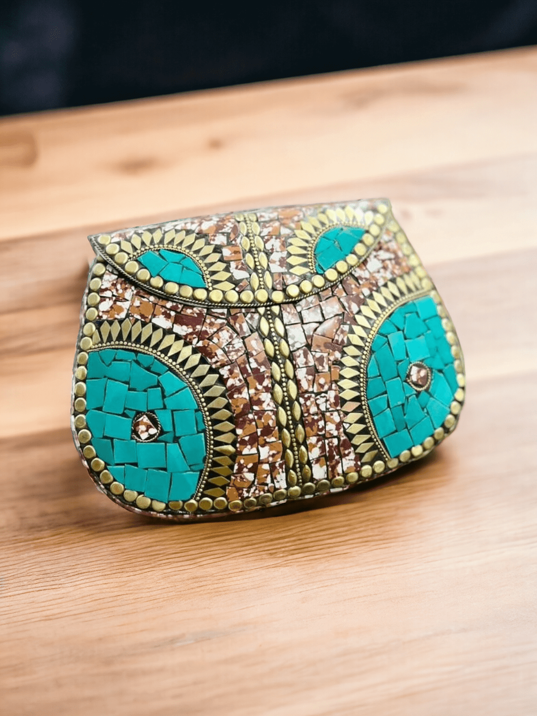 Ishhaara Handmade Green Mosaic Unique Bag