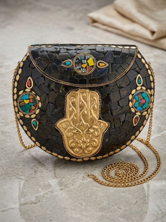 Ishhaara Handmade Metal Mosaic Clutch Bag