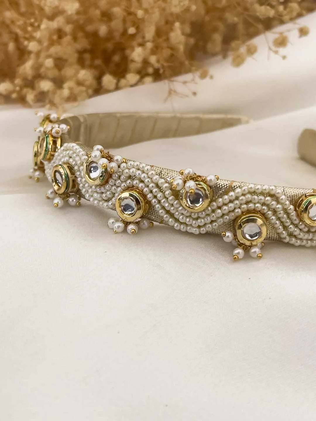 Ishhaara Handmade Pearl And Kundan Studded Ethnic Hairband