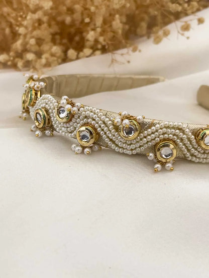 Ishhaara Handmade Pearl And Kundan Studded Ethnic Hairband