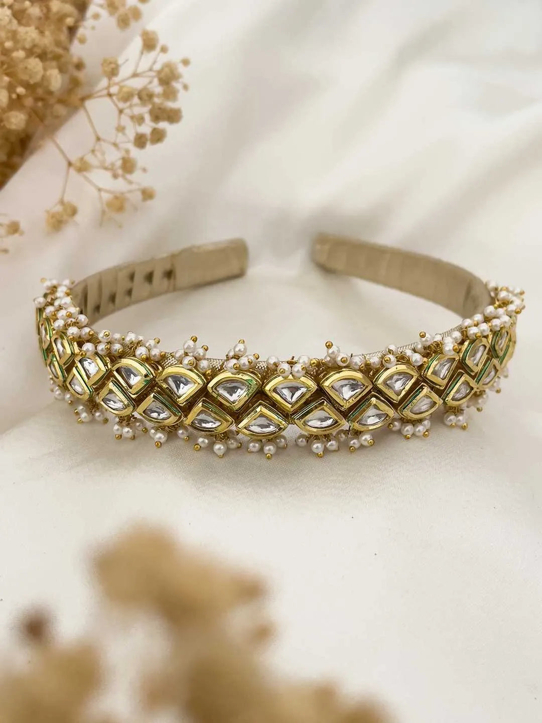 Ishhaara Handmade Triangle Kundan Studded Hairband