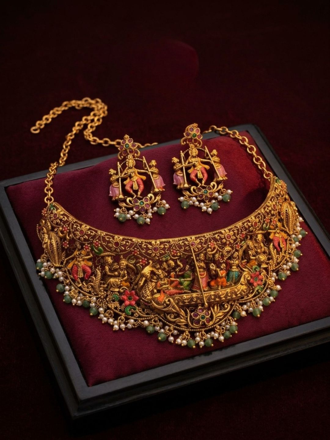 Ishhaara Handpainted Traditional Idol Choker Necklace