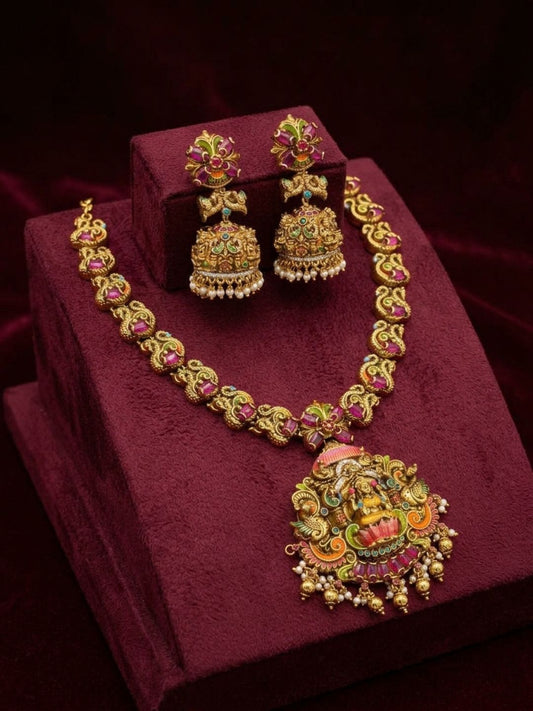 Ishhaara Handpainted Traditional Lakshmi Necklace