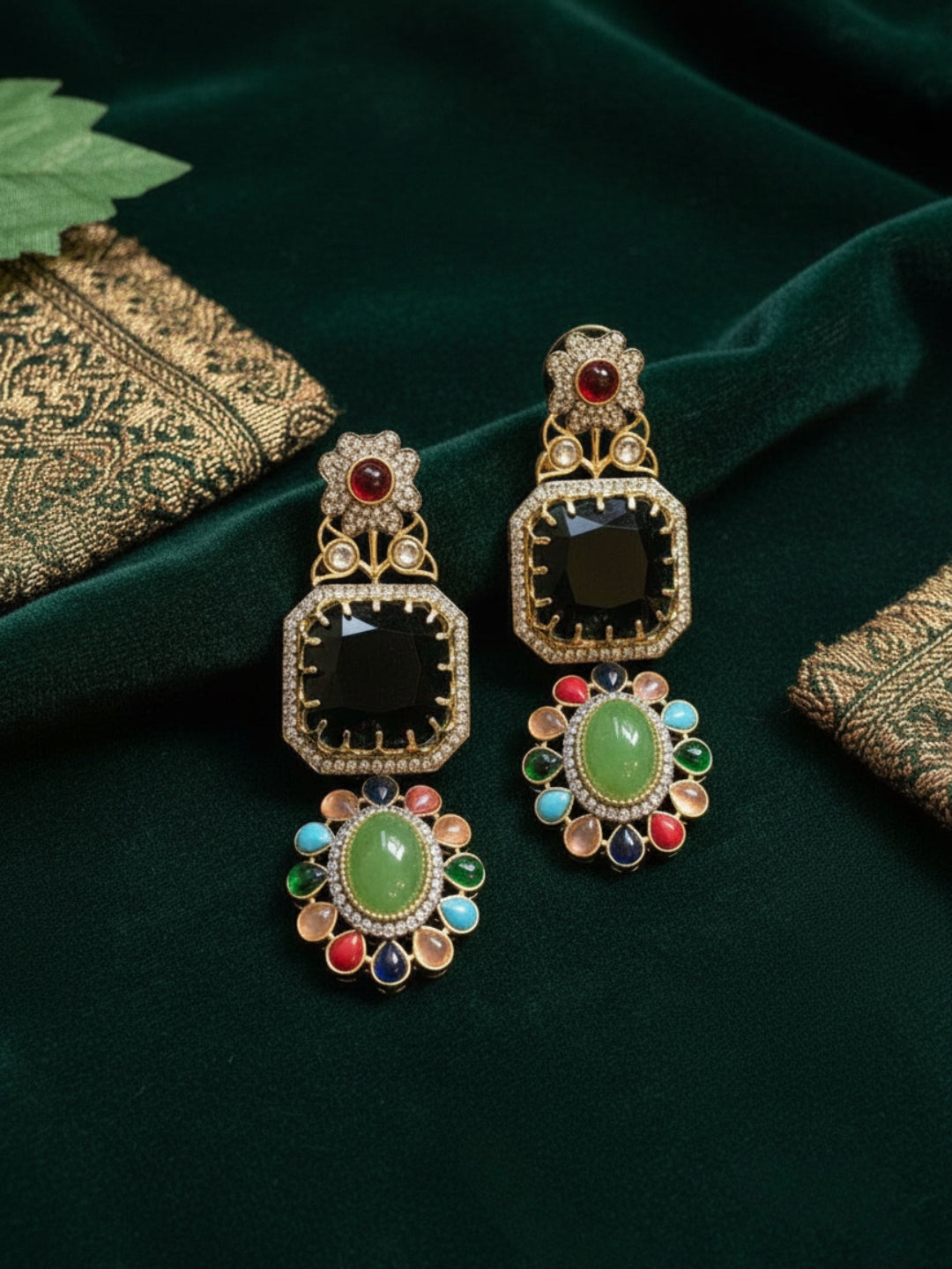 Ishhaara Hanging Sabyasachi Inspired Doublette Stone Earings