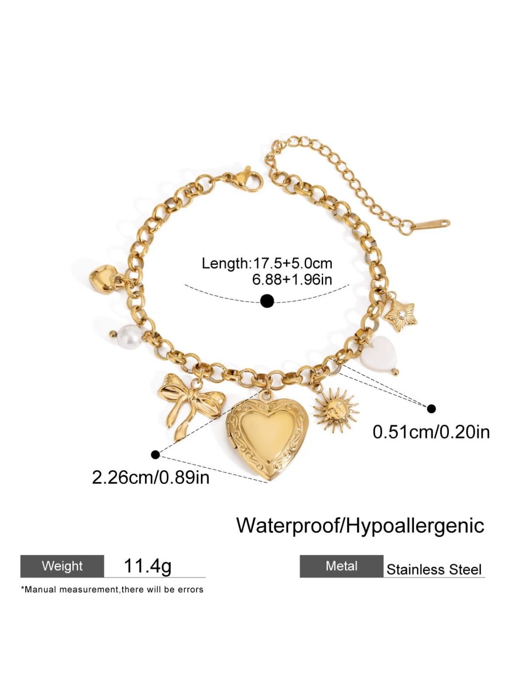 Ishhaara Heart And Bow Locket Charm Bracelet