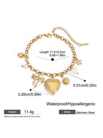 Ishhaara Heart And Bow Locket Charm Bracelet