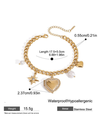 Ishhaara Heart And Star Locket Charm Bracelet