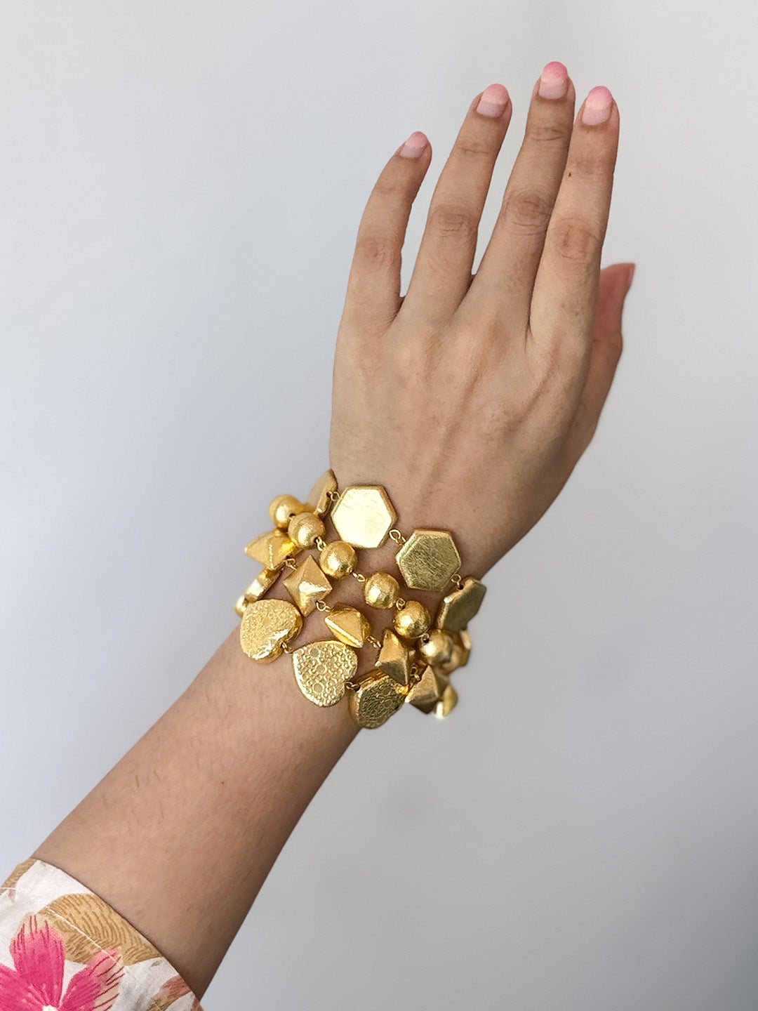 Ishhaara Heart Charms Studded Wrap Around Bracelet