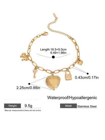 Ishhaara Heart Lock And Key Locket Charm Bracelet
