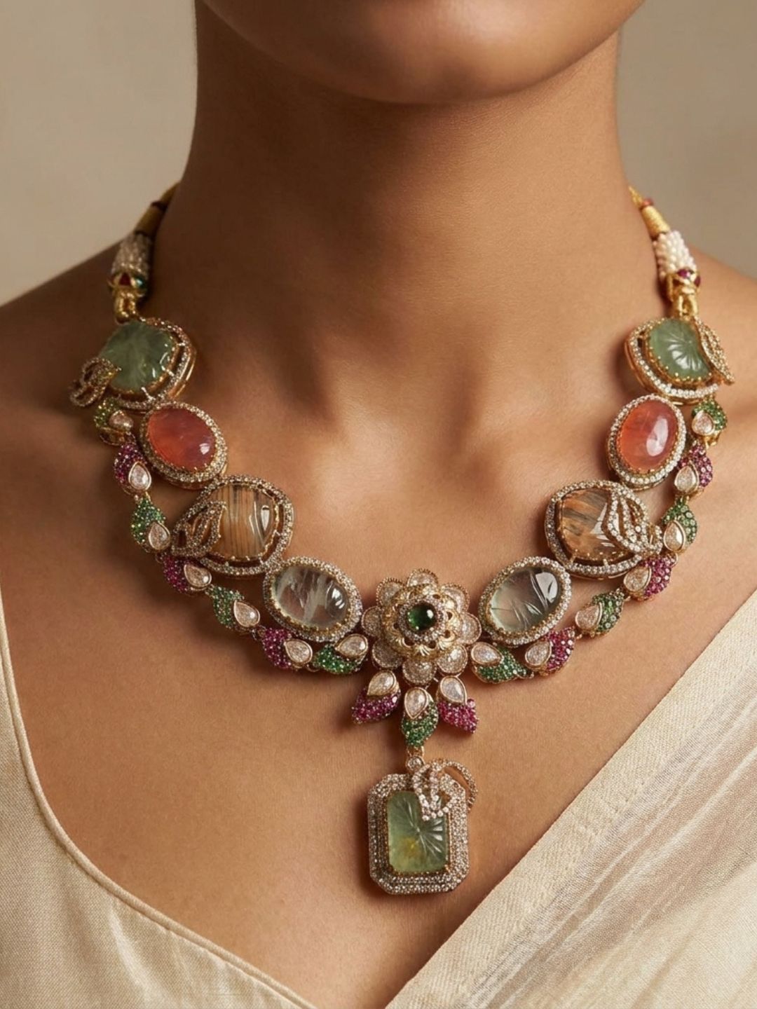 Ishhaara Heirloom Gemstone Necklace Set