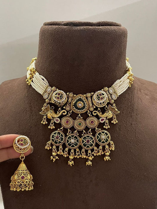 Ishhaara Heritage Kundan And Pearl Necklace Set