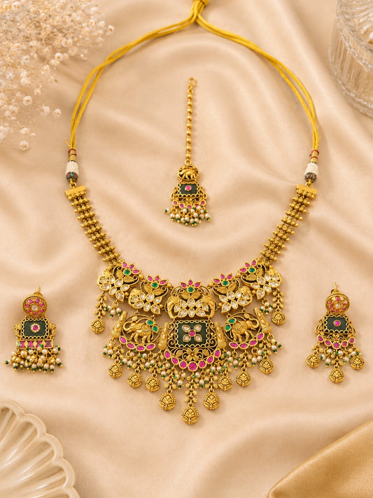 Ishhaara Heritage Polki Necklace Set